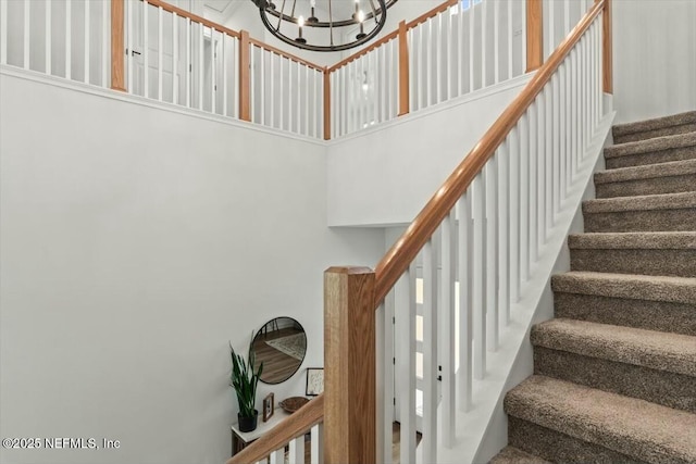 508 Palm Crest Dr, Ponte Vedra, FL 32081 - stairway with a high ceiling and a chandelier