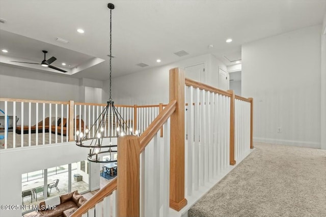 508 Palm Crest Dr, Ponte Vedra, FL 32081 - hallway featuring recessed lighting, carpet, an upstairs landing, and baseboards
