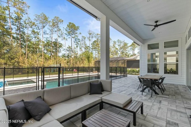 508 Palm Crest Dr, Ponte Vedra, FL 32081 - view of patio with an outdoor hangout area and a ceiling fan