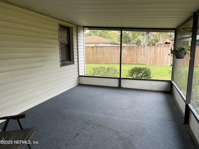 view of unfurnished sunroom