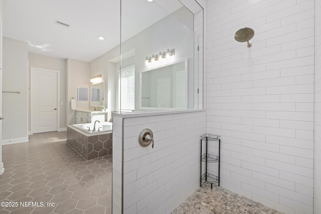 489 Windley Dr, Saint Augustine, FL 32092 - bathroom featuring tile patterned floors, visible vents, and walk in shower