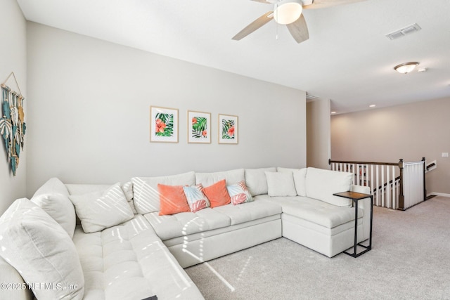29 Stargaze Ln, Saint Augustine, FL 32095 - carpeted living room with ceiling fan