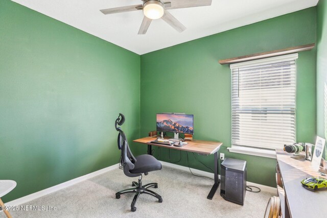 29 Stargaze Ln, Saint Augustine, FL 32095 - office space featuring carpet, ceiling fan, and baseboards