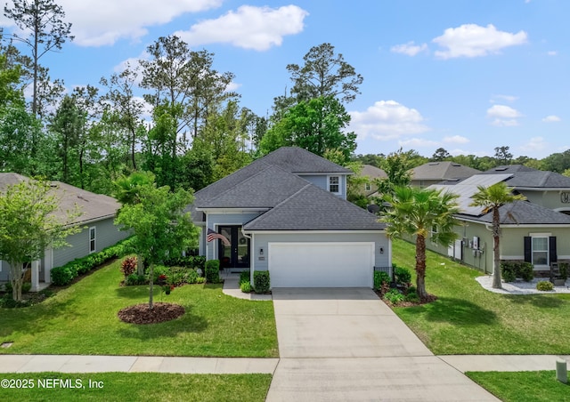 15949 Lexington Park Blvd, Jacksonville, FL 32218 - view of front of house featuring a shingled roof, concrete driveway, a garage, and a front lawn