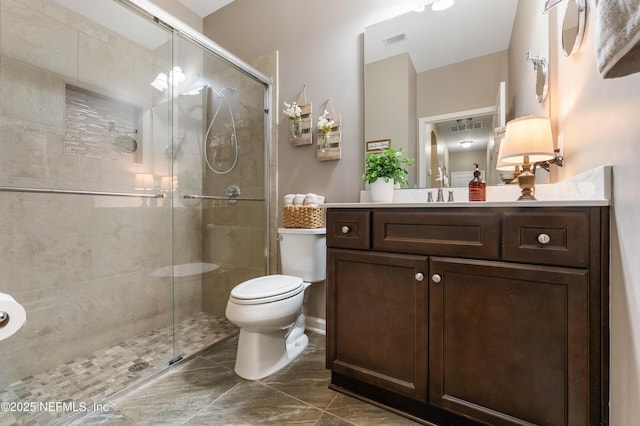 15949 Lexington Park Blvd, Jacksonville, FL 32218 - bathroom featuring a shower stall, visible vents, toilet, and vanity