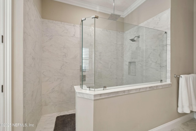 464 Deer Valley Dr, Ponte Vedra, FL 32081 - full bathroom featuring crown molding, baseboards, and a walk in shower