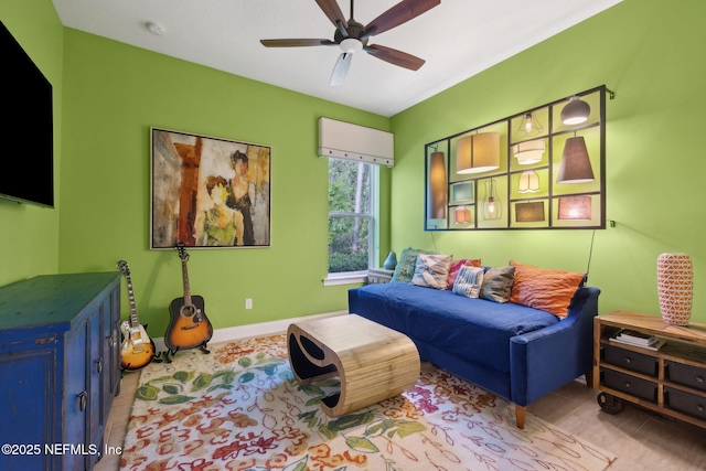 464 Deer Valley Dr, Ponte Vedra, FL 32081 - interior space with a ceiling fan, an AC wall unit, and baseboards