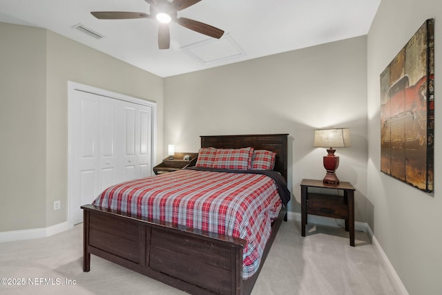 464 Deer Valley Dr, Ponte Vedra, FL 32081 - bedroom with a closet, attic access, baseboards, light colored carpet, and visible vents
