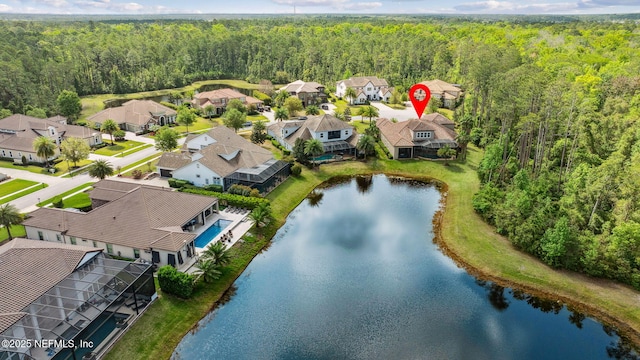 464 Deer Valley Dr, Ponte Vedra, FL 32081 - bird's eye view with a residential view, a water view, and a forest view