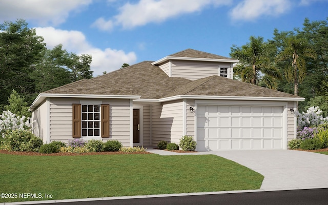 356 Salazar St, Saint Augustine, FL 32095 - traditional home featuring a garage, concrete driveway, a front lawn, and roof with shingles