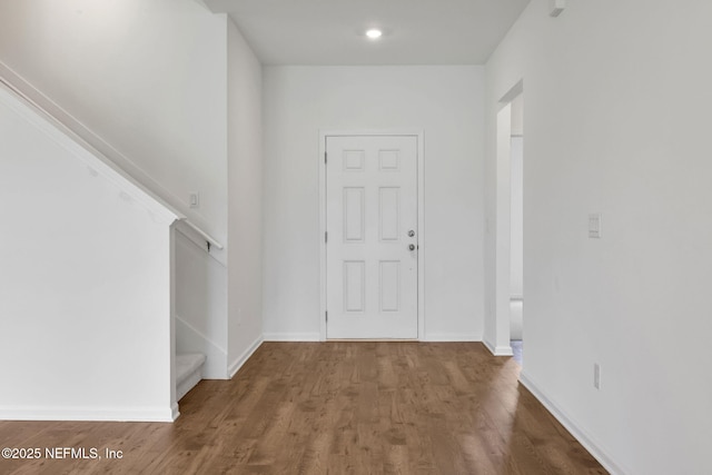 356 Salazar St, Saint Augustine, FL 32095 - entrance foyer featuring wood finished floors, stairway, and recessed lighting