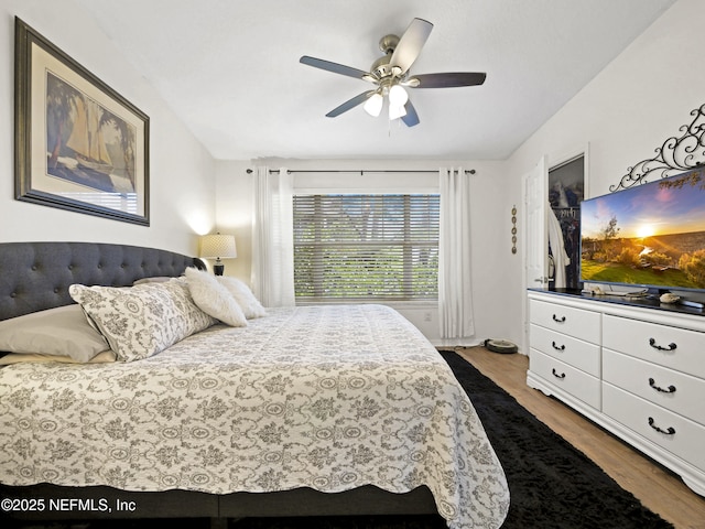35211 Harbour Vista Cir, Saint Augustine, FL 32080 - bedroom with dark wood-style flooring and ceiling fan