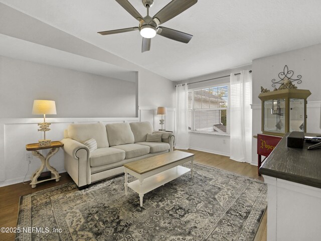 35211 Harbour Vista Cir, Saint Augustine, FL 32080 - living area featuring wood finished floors and a ceiling fan