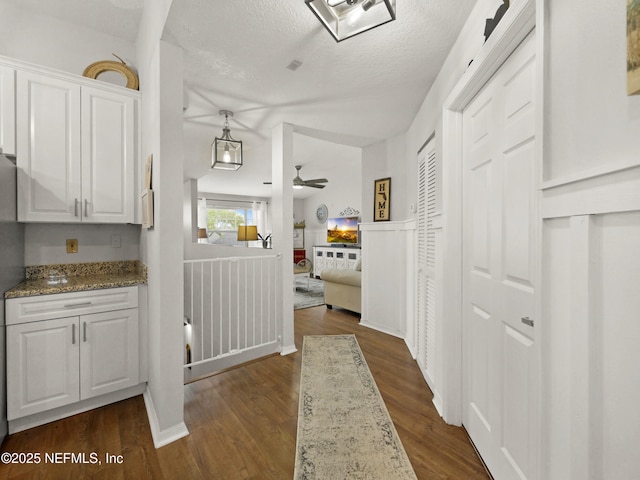 35211 Harbour Vista Cir, Saint Augustine, FL 32080 - hallway featuring dark wood-style flooring and a textured ceiling