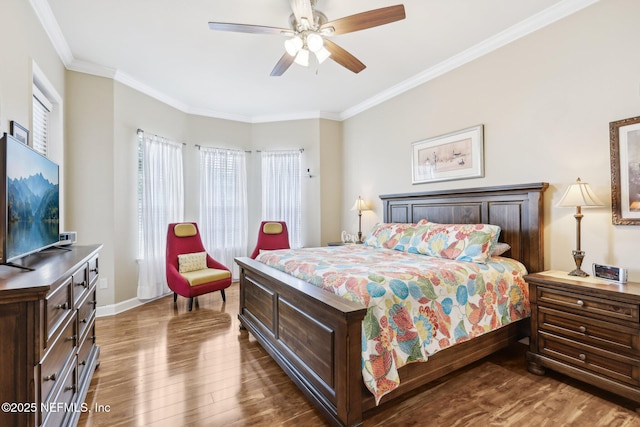 2011 Pond Ridge Ct Unit 1201, Fleming Island, FL 32003 - bedroom featuring dark wood-style floors, multiple windows, ornamental molding, and ceiling fan