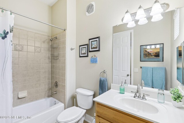 2011 Pond Ridge Ct Unit 1201, Fleming Island, FL 32003 - bathroom with vanity, shower / bathtub combination with curtain, and toilet