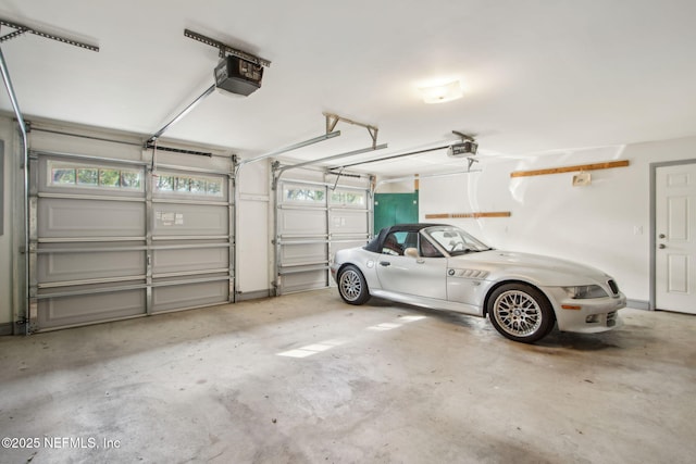 garage with a garage door opener