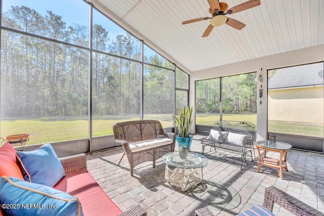 714 Copperhead Cir, Saint Augustine, FL 32092 - sunroom / solarium featuring an outdoor hangout area and ceiling fan