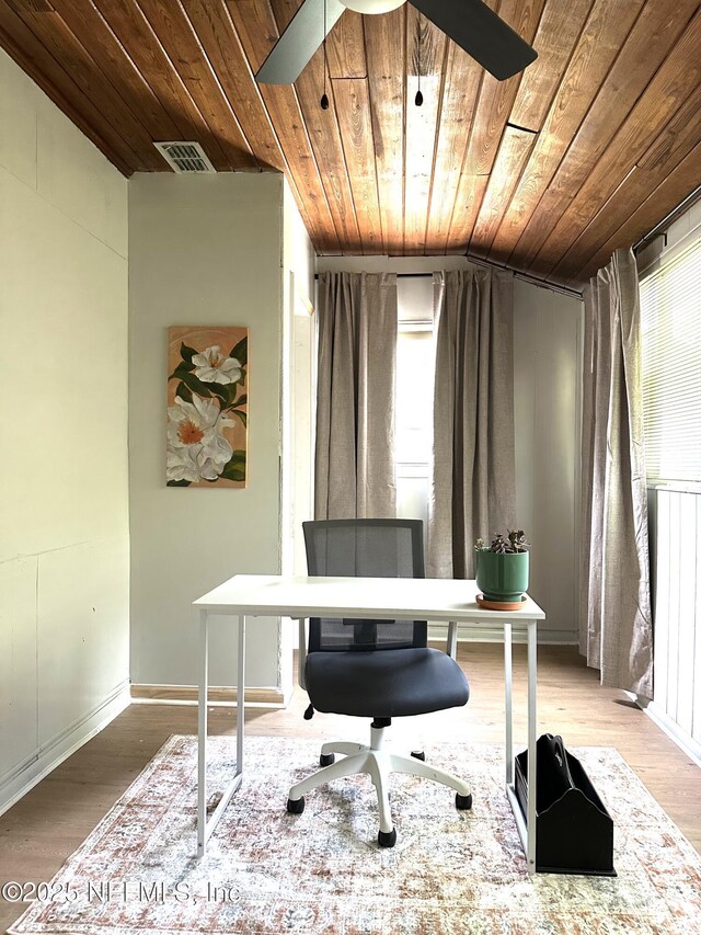 2118 Detroit St, Jacksonville, FL 32254 - office space with wooden ceiling, ceiling fan, wood finished floors, and baseboards