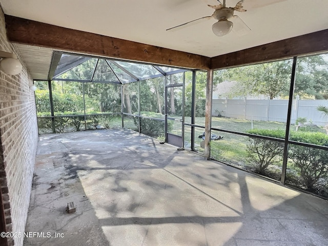 38 Rymer Ln, Palm Coast, FL 32164 - unfurnished sunroom featuring a ceiling fan