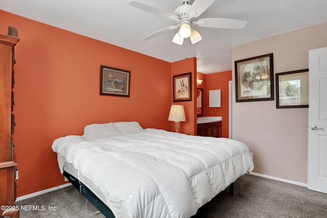 11 Arbor Club Dr Unit 212, Ponte Vedra Beach, FL 32082 - bedroom featuring carpet flooring, baseboards, a textured ceiling, and ceiling fan