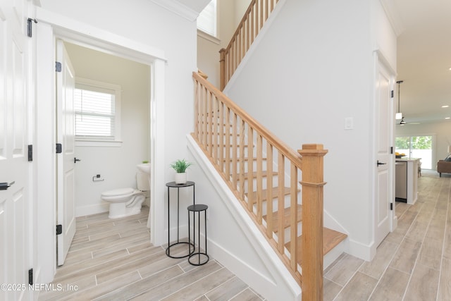 803 12th Ave S, Jacksonville Beach, FL 32250 - stairs featuring wood tiled floors, baseboards, and recessed lighting