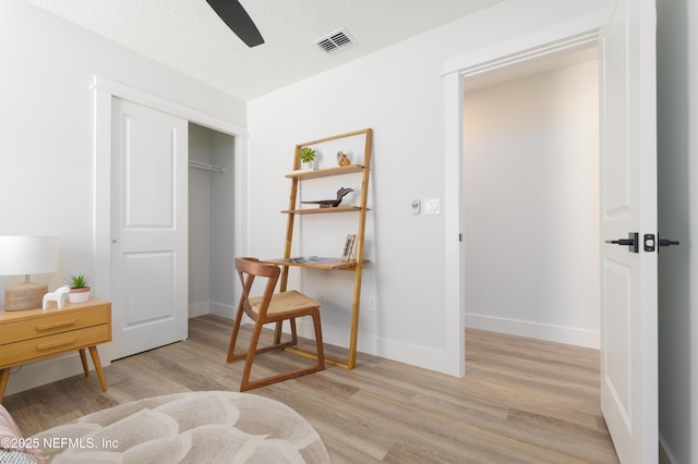 803 12th Ave S, Jacksonville Beach, FL 32250 - sitting room featuring light wood finished floors, a ceiling fan, and baseboards