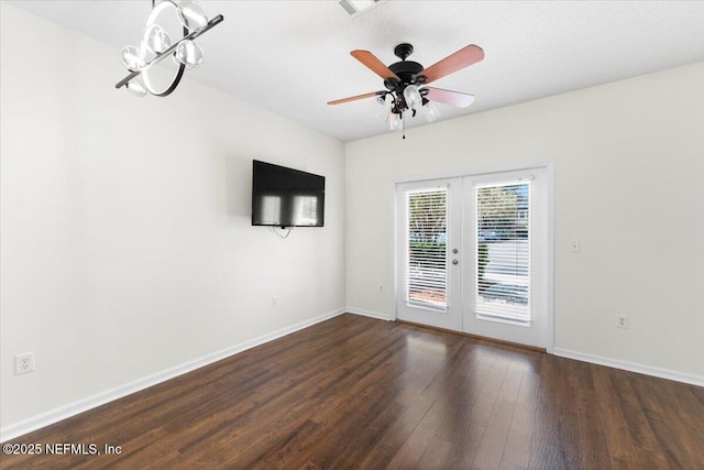 1492 Fieldview Dr, Jacksonville, FL 32225 - unfurnished room featuring french doors, a ceiling fan, baseboards, and wood finished floors