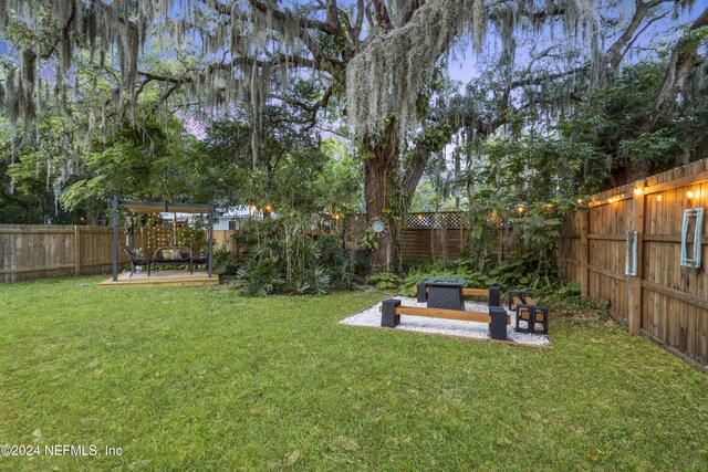 view of yard with a patio and a fenced backyard
