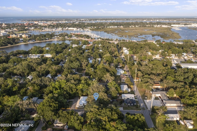 bird's eye view featuring a water view