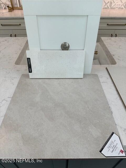 interior details with light stone counters