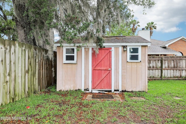 view of shed