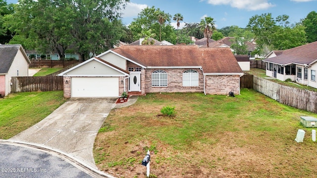 view of front facade featuring brick siding, concrete driveway, and a garage