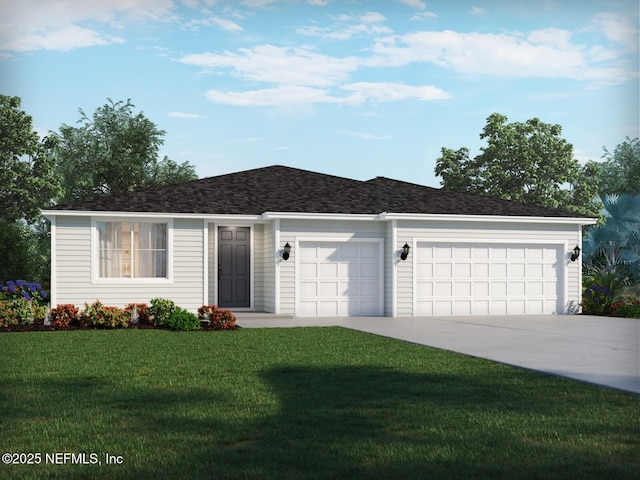 12708 Senbay Ct, Jacksonville, FL 32218 - single story home featuring a garage, driveway, and a front lawn