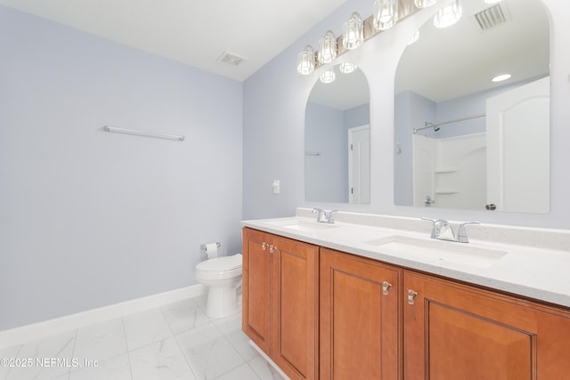 476 Monet Ave, Ponte Vedra, FL 32081 - full bathroom featuring marble finish floor, toilet, a sink, and visible vents