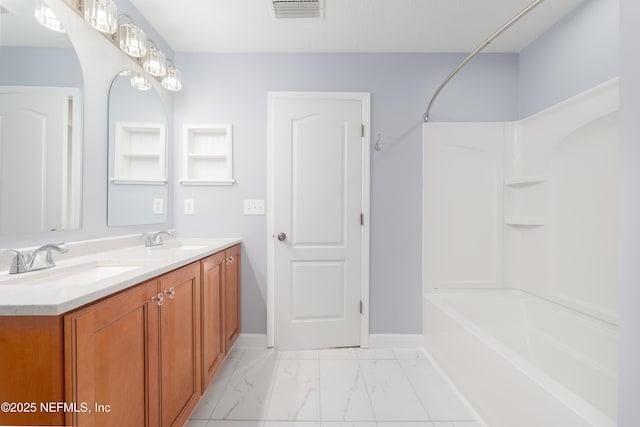 476 Monet Ave, Ponte Vedra, FL 32081 - full bath with marble finish floor, a sink, baseboards, and visible vents