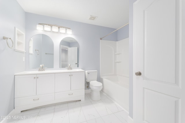 476 Monet Ave, Ponte Vedra, FL 32081 - full bath with visible vents, double vanity, toilet, a sink, and shower / bathing tub combination