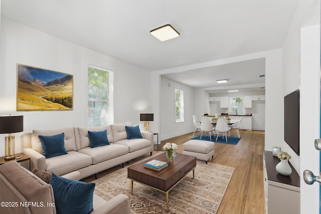 1539 7th St W, Jacksonville, FL 32209 - living room featuring light wood-style flooring and baseboards