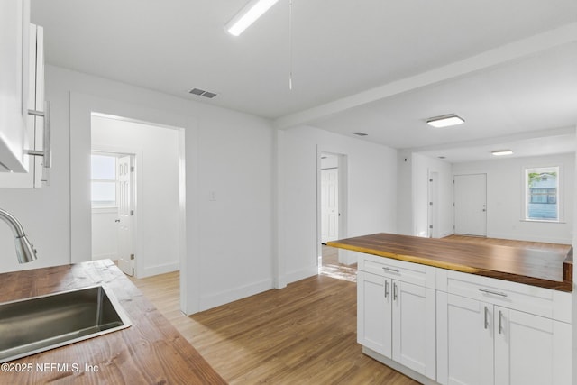 1539 7th St W, Jacksonville, FL 32209 - kitchen with a sink, wood counters, light wood-style floors, and visible vents