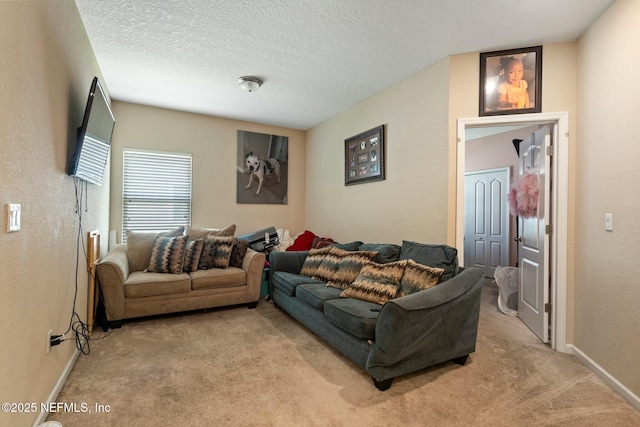 15943 Baxter Creek Dr, Jacksonville, FL 32218 - living area featuring baseboards, a textured ceiling, and light carpet