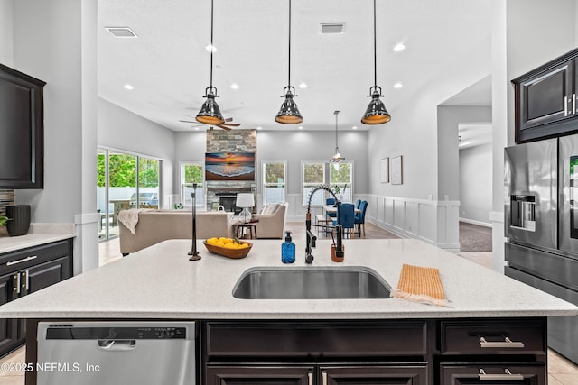 185 Calumet Dr, Saint Johns, FL 32259 - kitchen with a sink, visible vents, a wealth of natural light, and appliances with stainless steel finishes