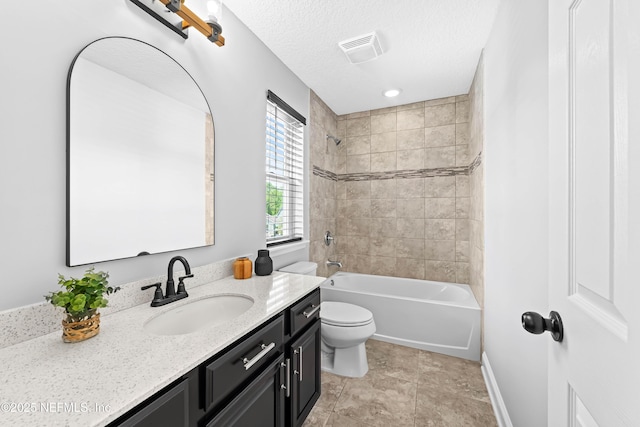185 Calumet Dr, Saint Johns, FL 32259 - full bathroom featuring vanity, toilet, a textured ceiling, shower / washtub combination, and visible vents