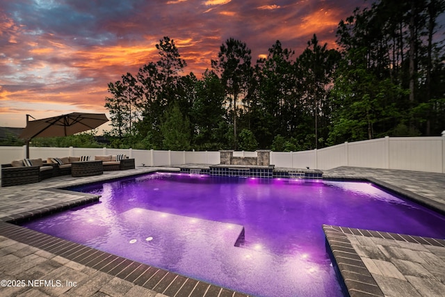 185 Calumet Dr, Saint Johns, FL 32259 - view of swimming pool featuring an outdoor hangout area, a fenced in pool, a fenced backyard, and a patio area