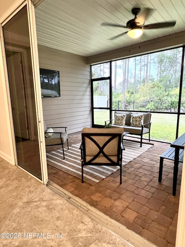 2714 Las Calinas Blvd, Saint Augustine, FL 32095 - sunroom / solarium featuring a ceiling fan, plenty of natural light, and an outdoor living space