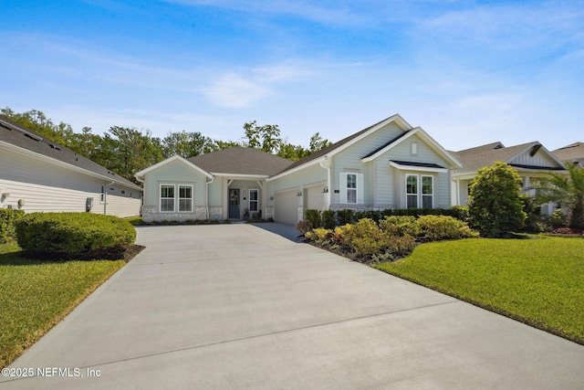 280 Quail Vista Dr, Ponte Vedra, FL 32081 - ranch-style house with a front yard, an attached garage, and driveway