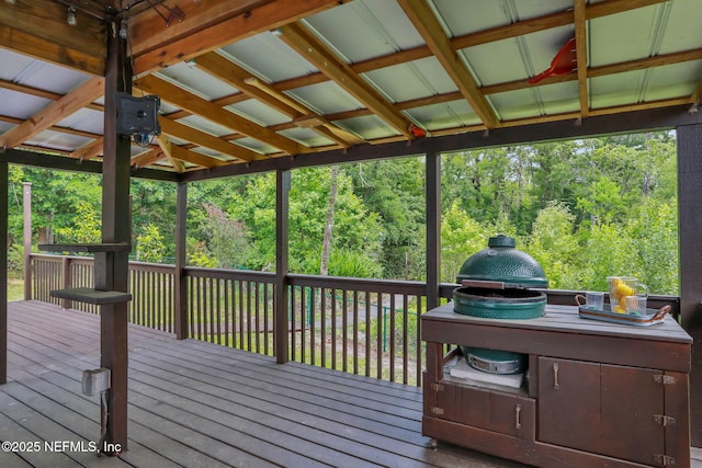 12847 Swamp Owl Ln, Jacksonville, FL 32258 - wooden terrace with a wooded view