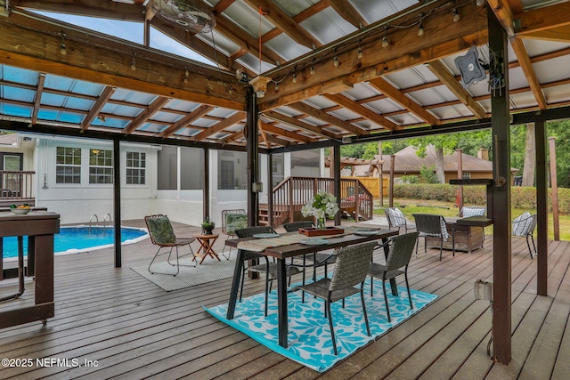 12847 Swamp Owl Ln, Jacksonville, FL 32258 - deck featuring outdoor dining space and an outdoor pool