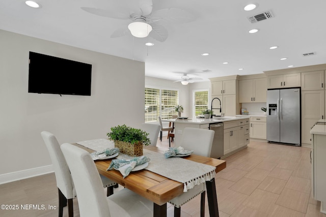 12847 Swamp Owl Ln, Jacksonville, FL 32258 - dining room with ceiling fan, recessed lighting, and baseboards