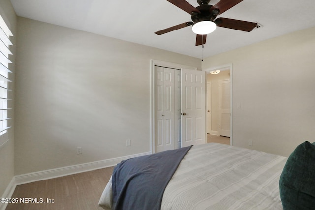 12847 Swamp Owl Ln, Jacksonville, FL 32258 - bedroom featuring baseboards, a closet, and a ceiling fan
