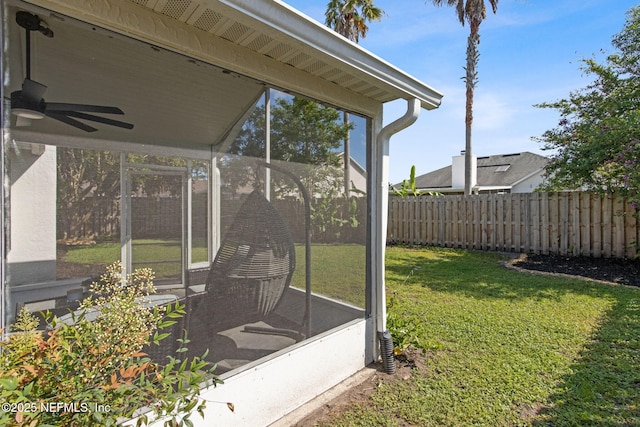 185 Crosscove Cir, Ponte Vedra Beach, FL 32082 - view of yard with fence, a sunroom, and a ceiling fan